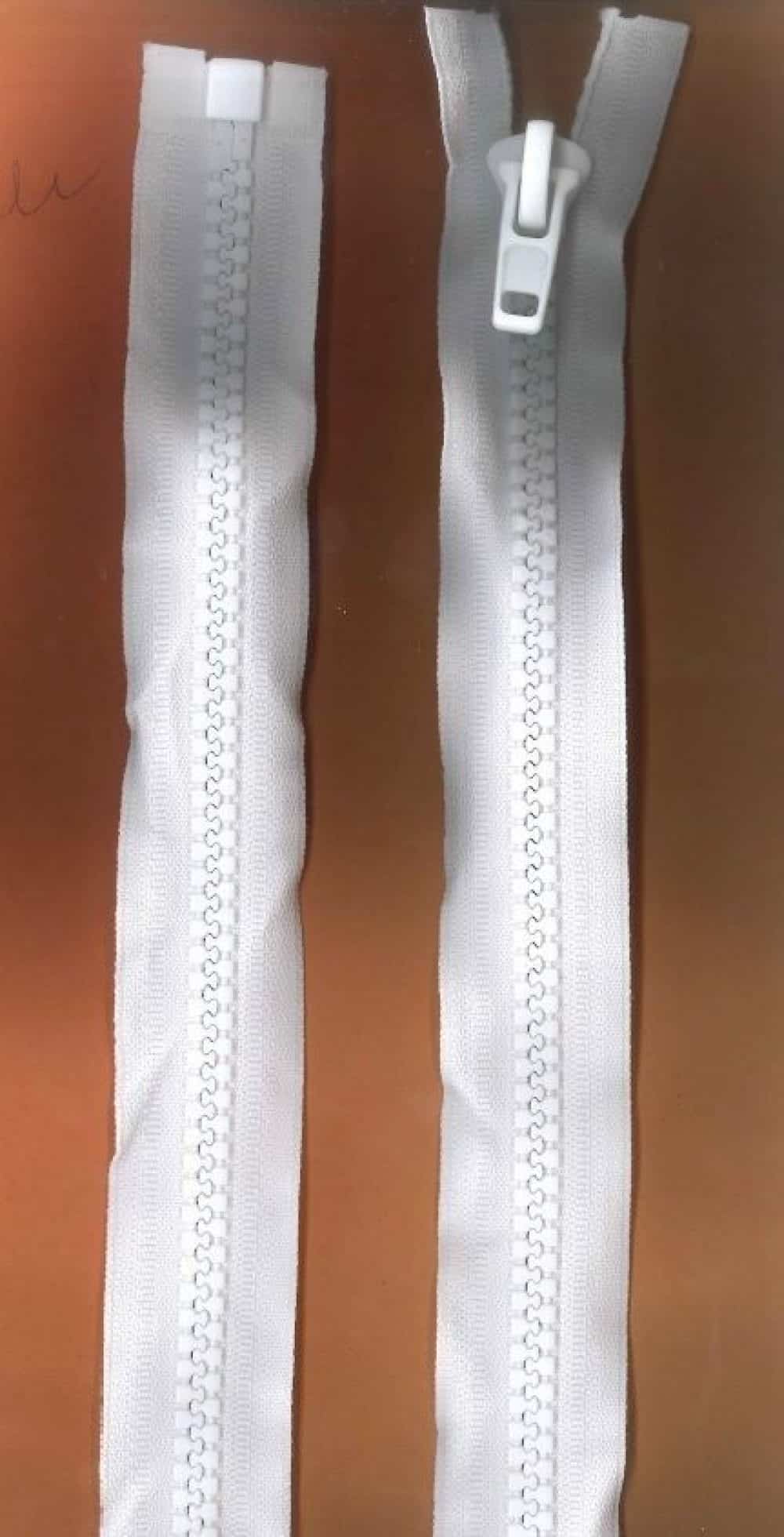 Cremallera malla 10 CH inyectada Separador de 5 metros Blanco