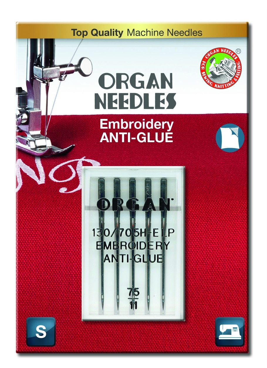 Agujas para Maquina de coser ORGAN EMBROIDERY ANTI-GLUE 130/705H-E-LP  75-Ref.5117075BL