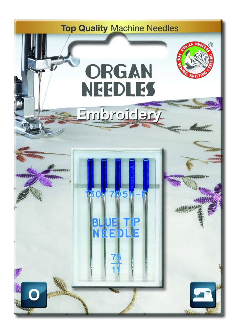 Agujas para Maquina de coser ORGAN EMBROIDERY BLUE TIP 130/705H-E  75-Ref.5507075BL